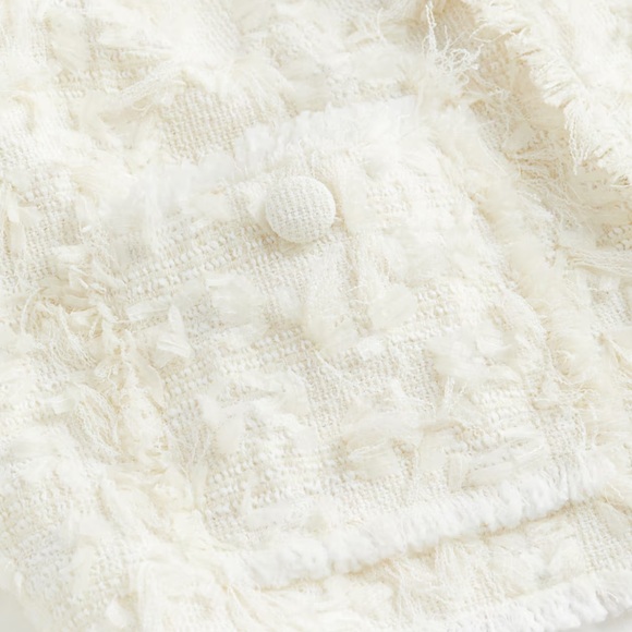 DESIGNER LOOK A LIKE SHAG FRINGE CREAM COLORED CROP LADY JACKET SIZE XS - Picture 2 of 8